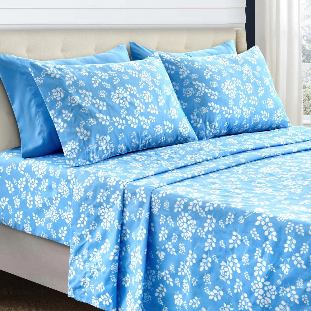 LUX Décor 3-Piece Floral Microfiber Sheet Set