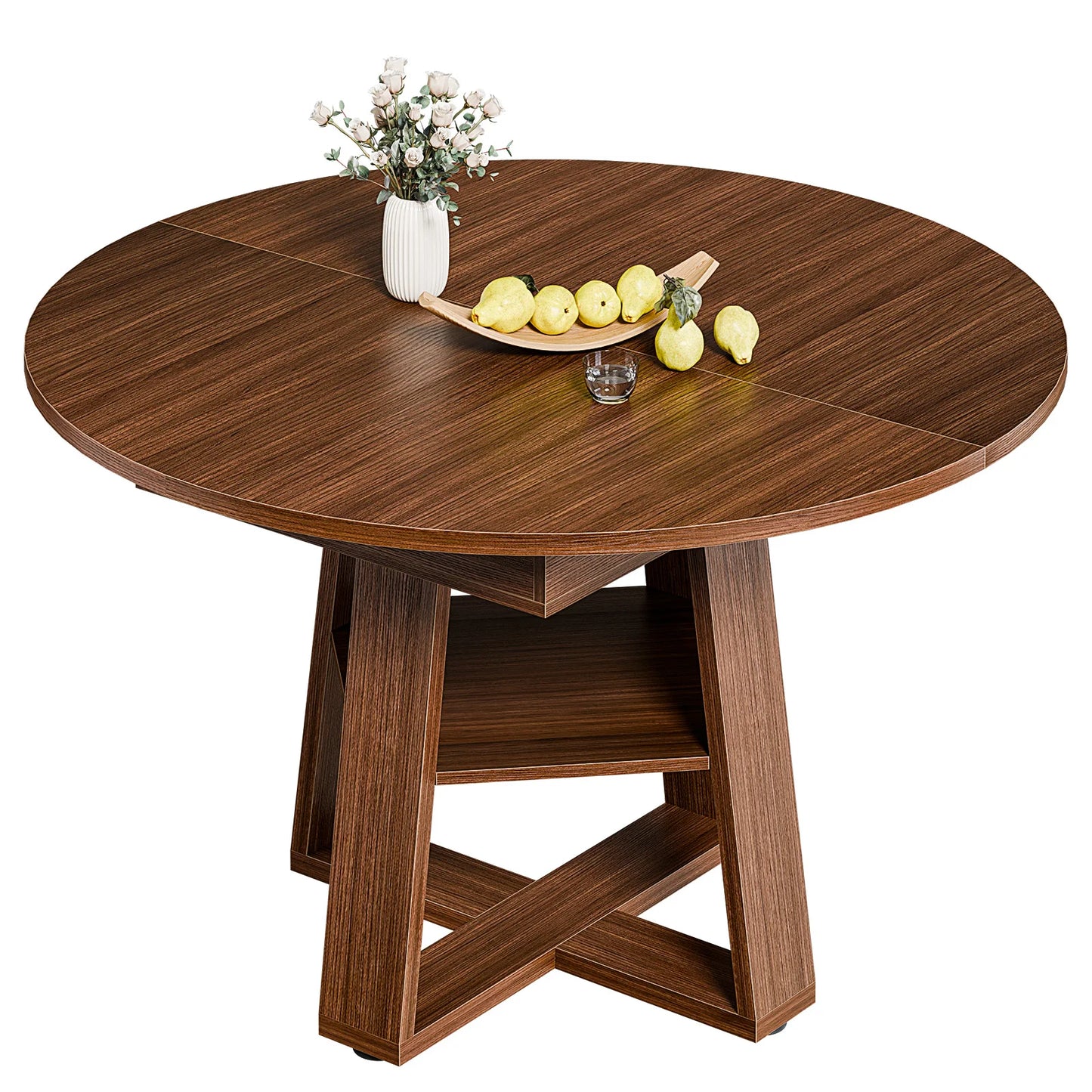 Modern Extendable Wood Round Dining Table