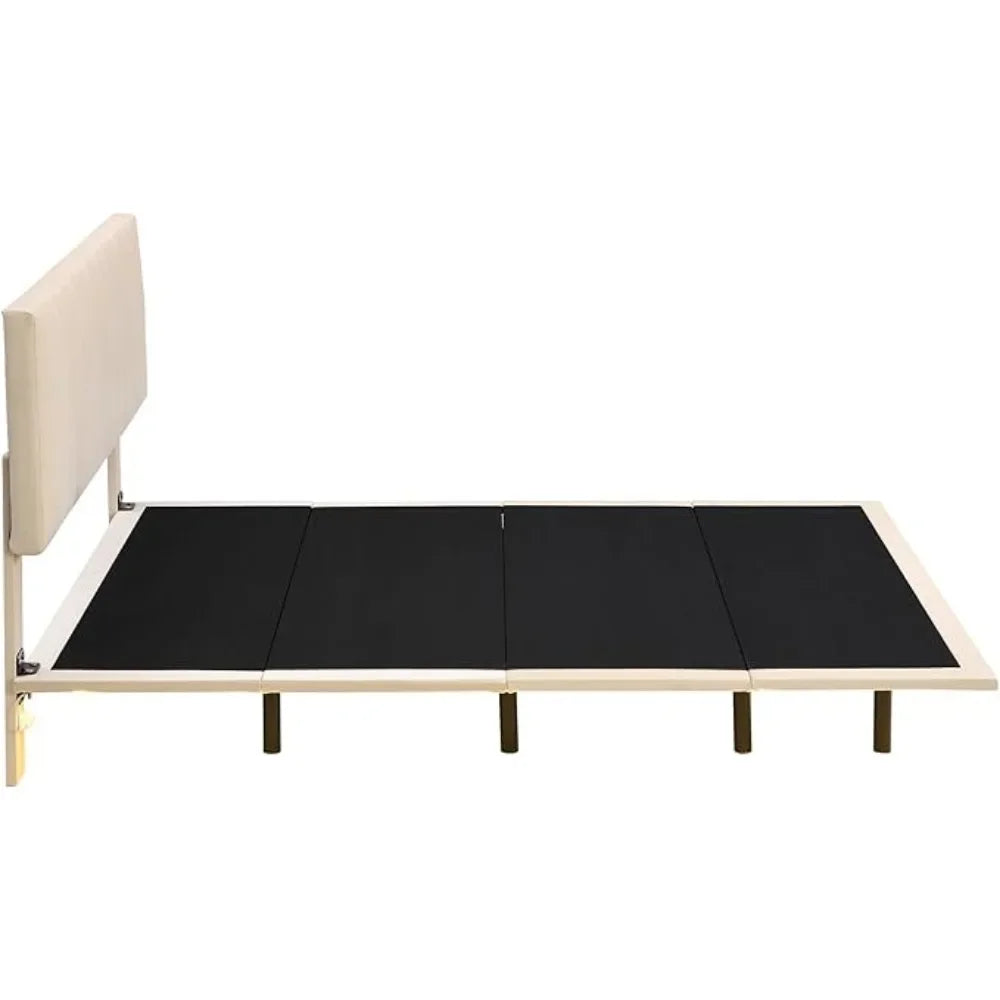Queen Size Modern Floating Velvet Platform Bed