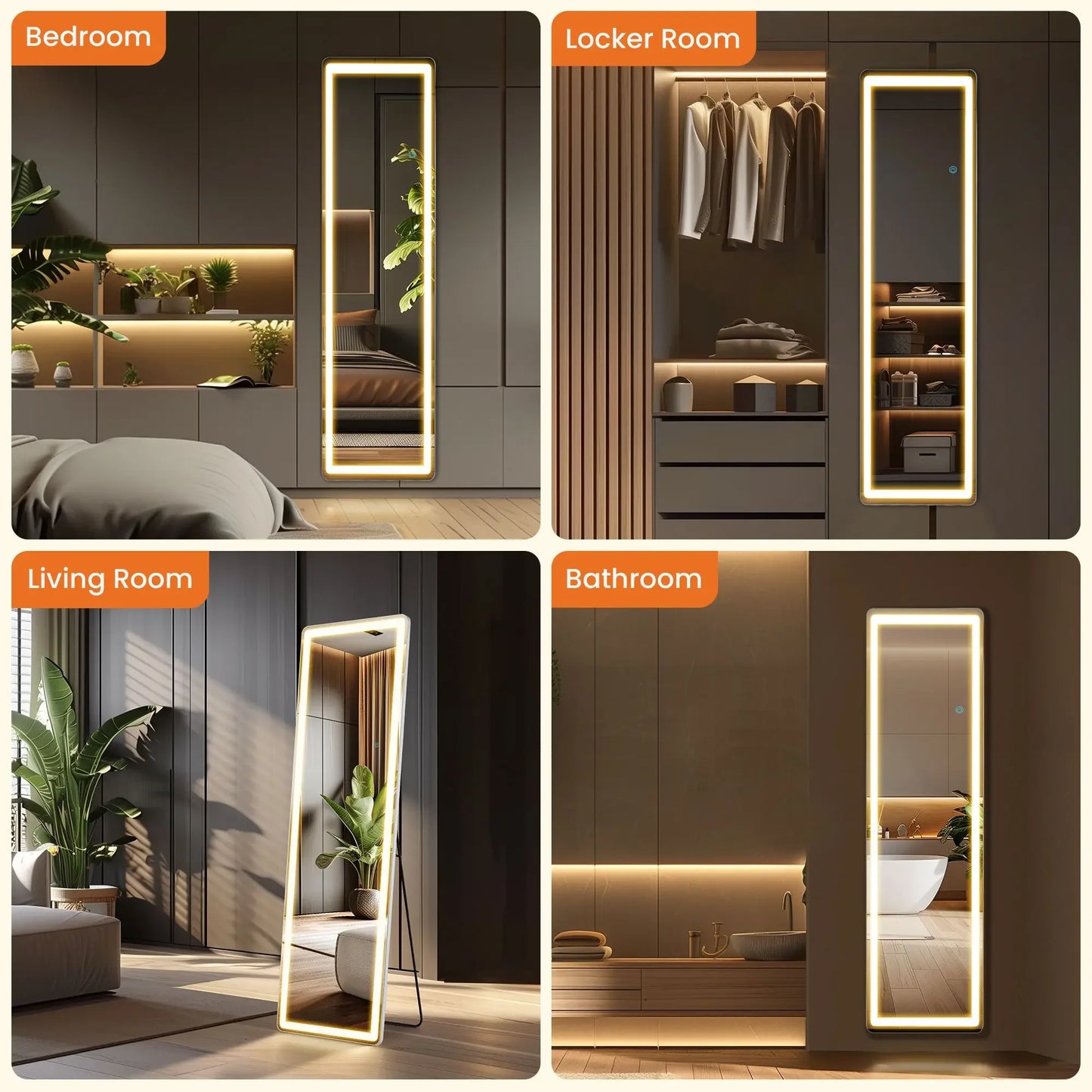 LED Lighted Floor Standing Mirror