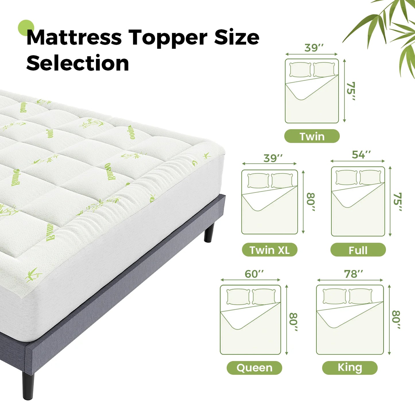 Bamboo Fiber Mattress Topper with Deep Pocket