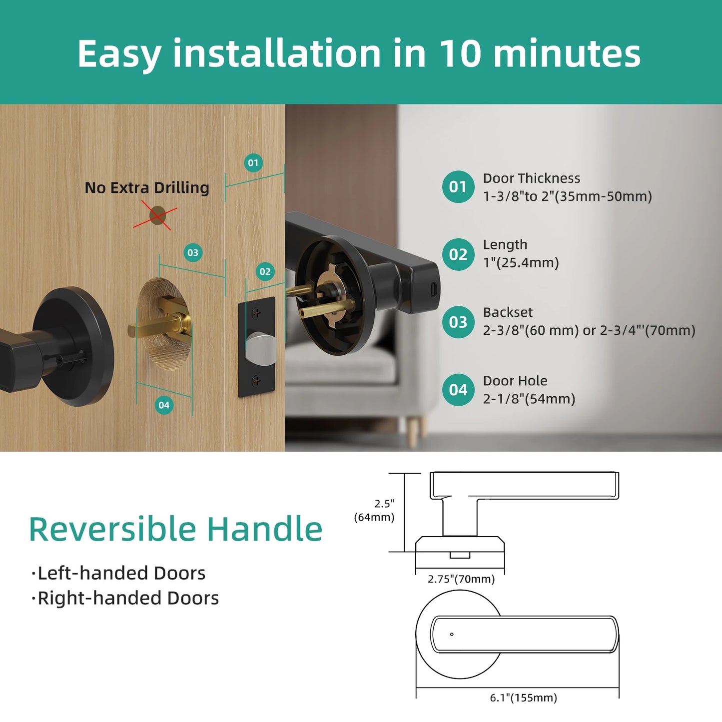 Viladepot Smart Lock Finger Electronic Touchscreen Keypad