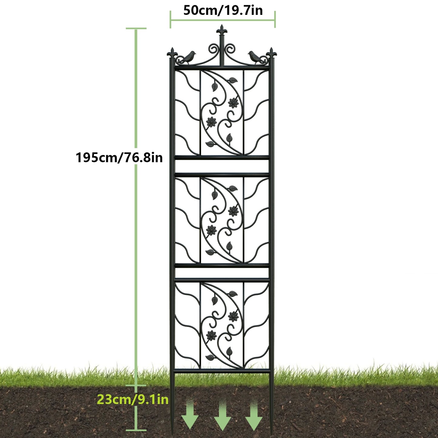 71-inch Garden Tall Metal Black Fence