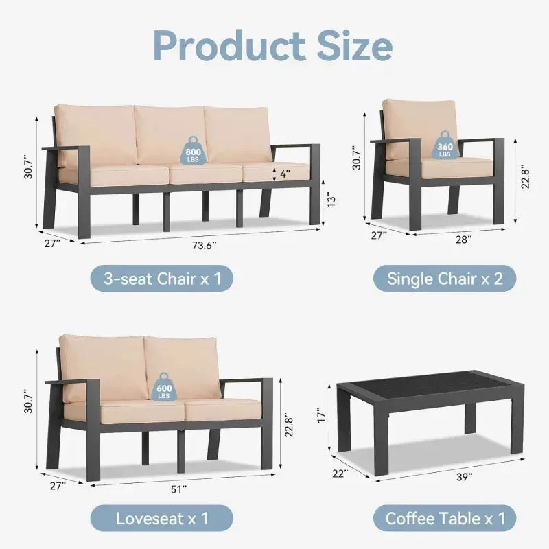 5 Pieces Outdoor Waterproof Furniture