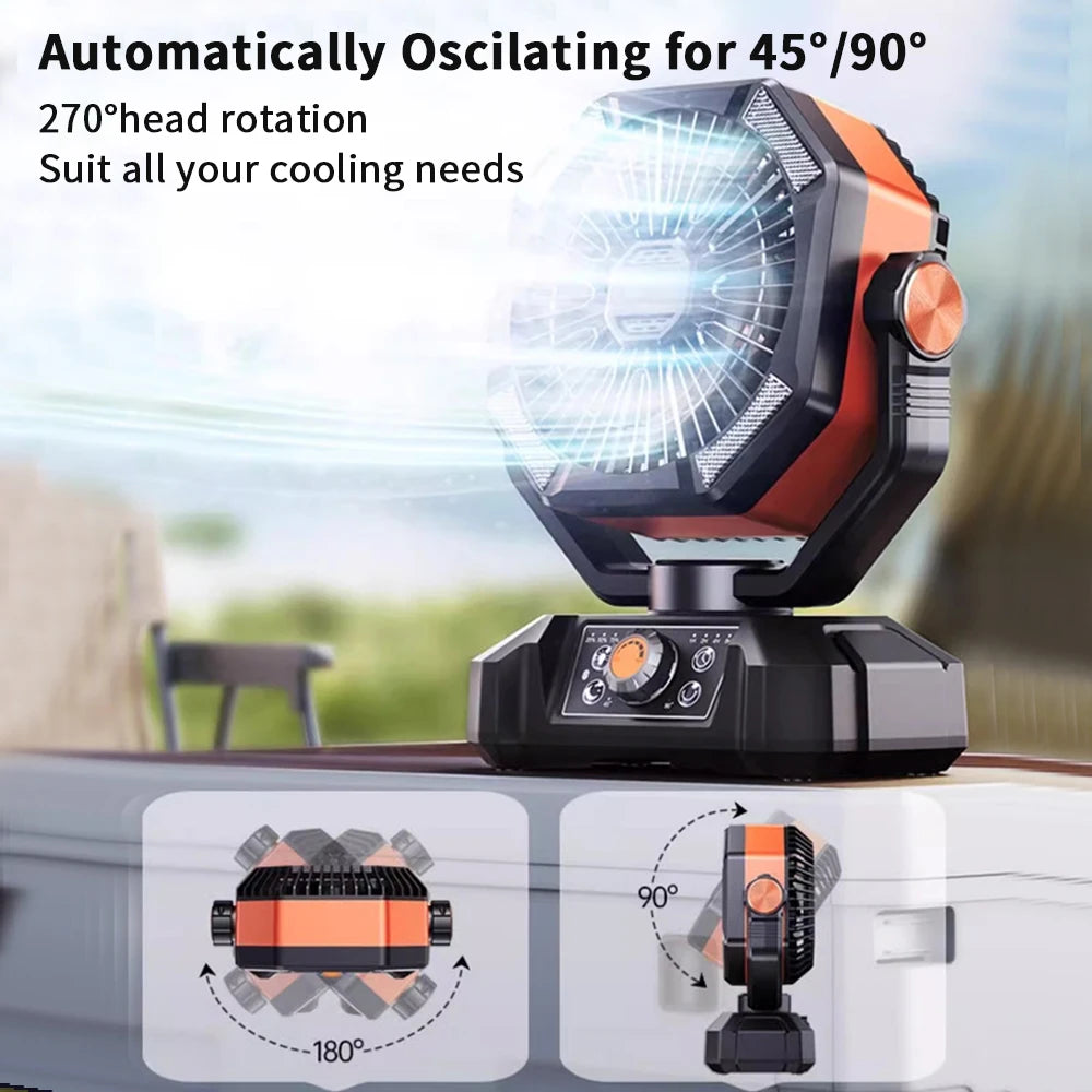 Portable ColdSky Fan With 4 LED Lantern Battery