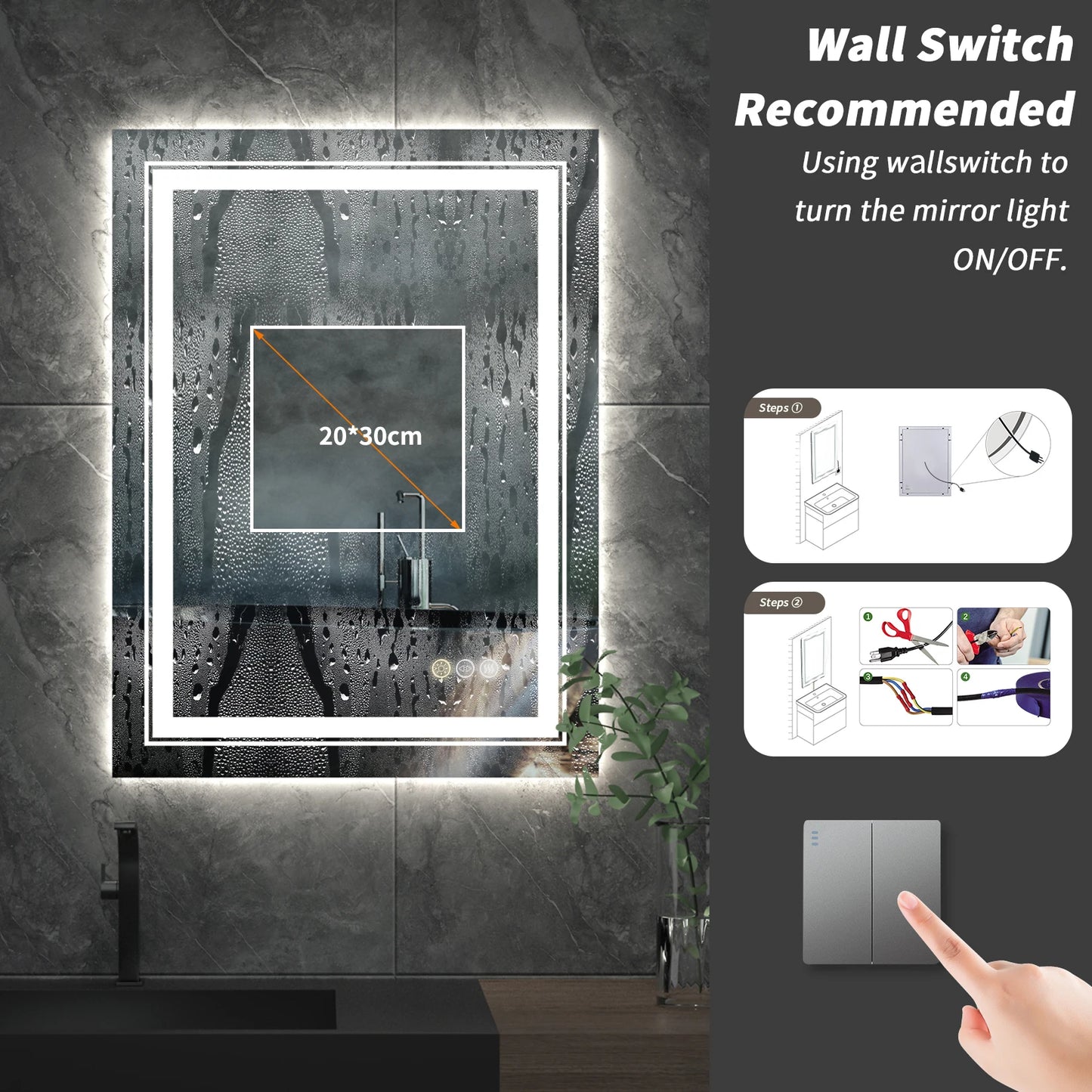 Led Rectangle Anti-fog Mirror