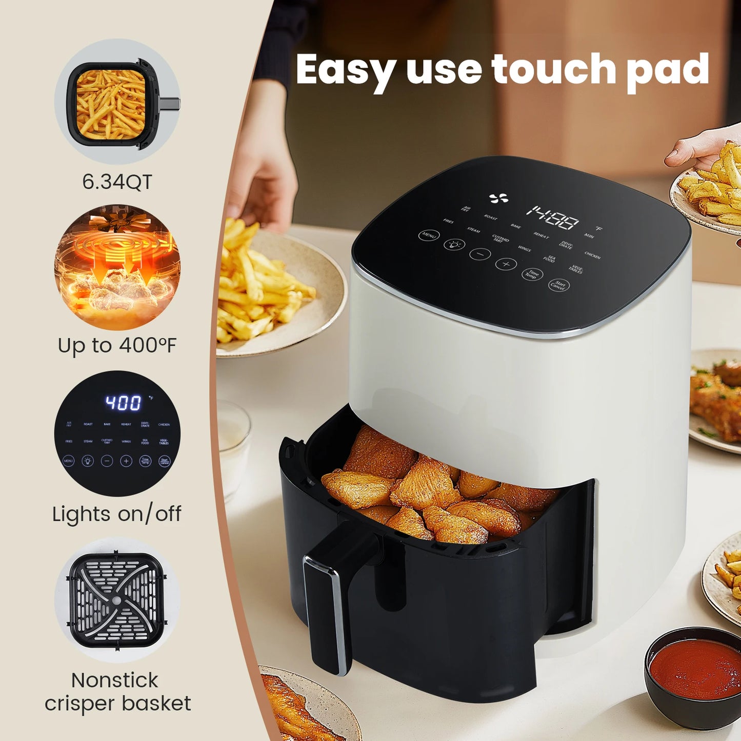 6 Quart Electric Air Fryer with Window Square