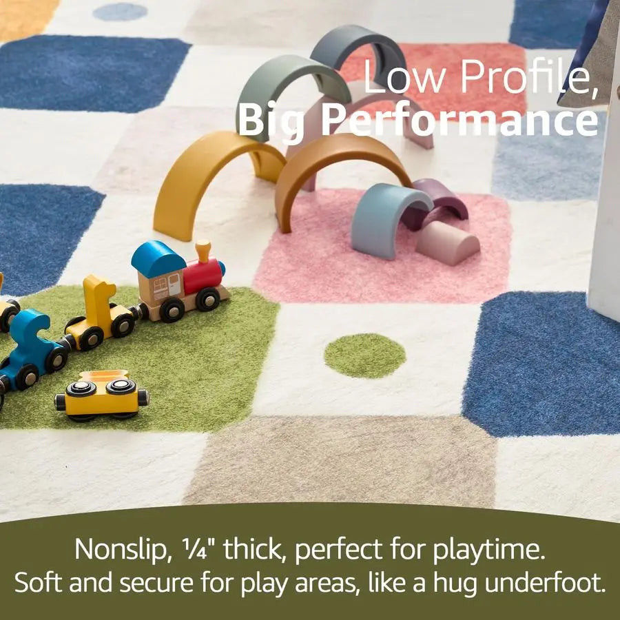 5x7 Kids Washable Indoor Modern Colorful Diamond Carpet