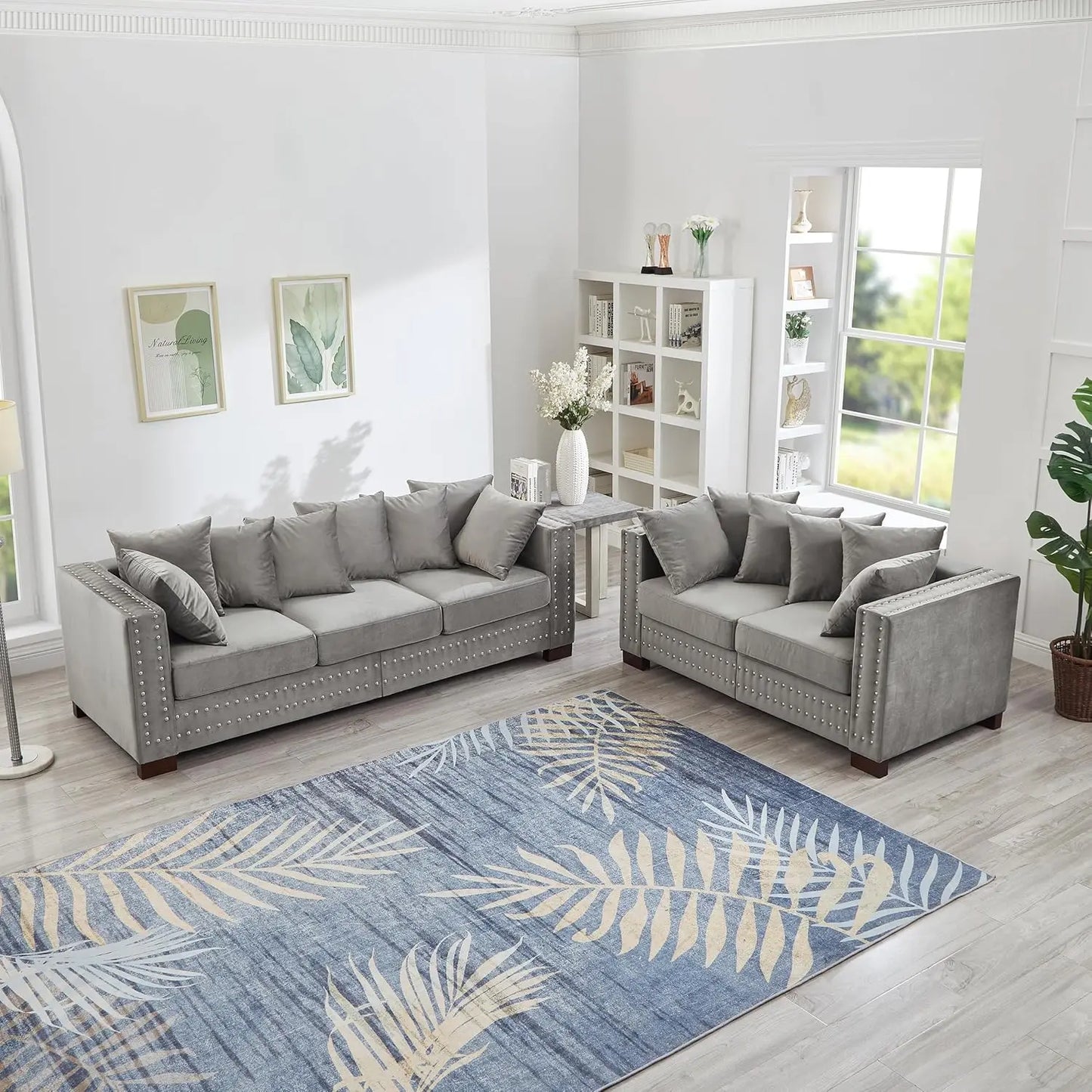 2-Piece Modern Velvet Upholstered Sofa Set