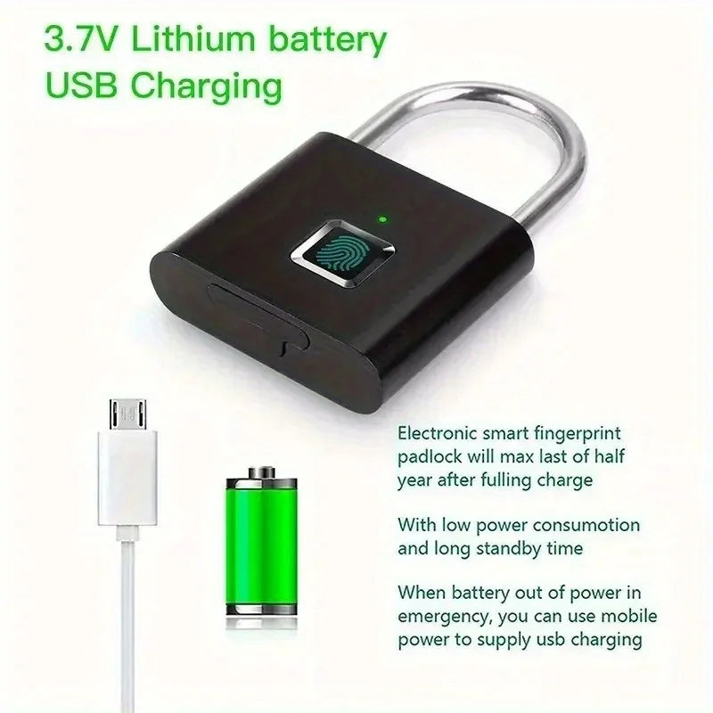 1pc Mini Smart Fingerprint Padlock