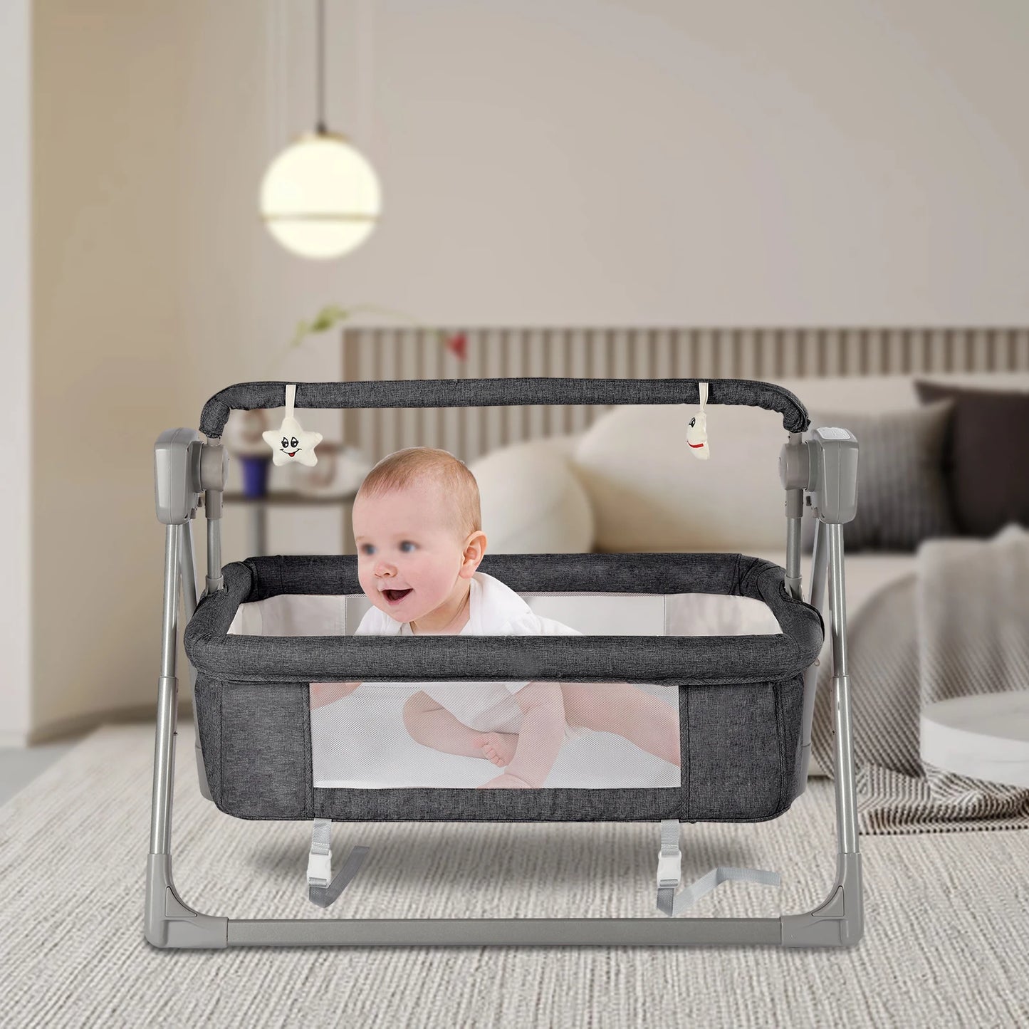 Automatic Rocking Recliner Crib Basket With Music