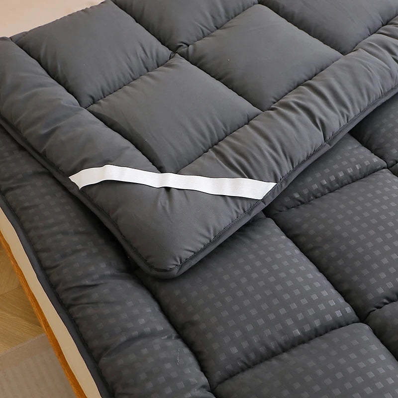 Dark Grey Thin Quilted Mattress Pad/Lacing