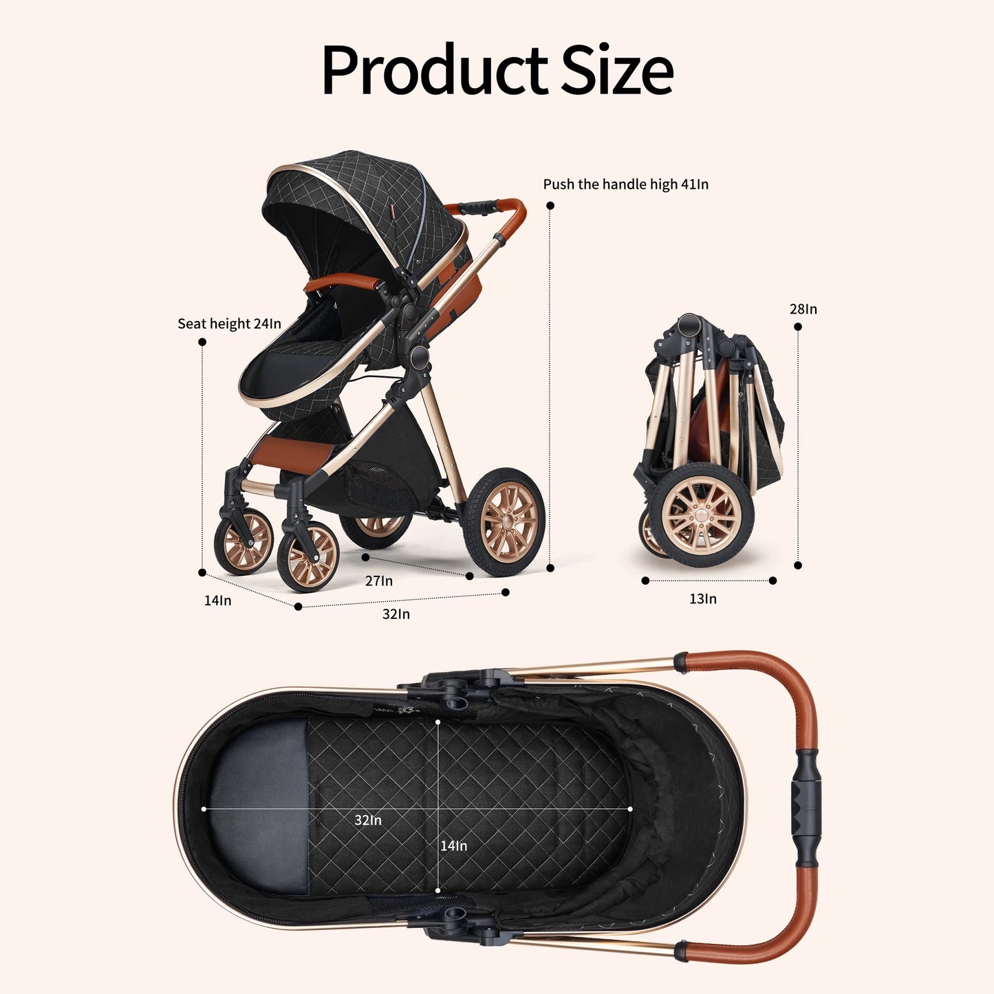 Luxury Baby Stroller 3-in-1