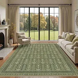 Floral Boho 8x10 Area Rugs, Low Pile Wool Carpets