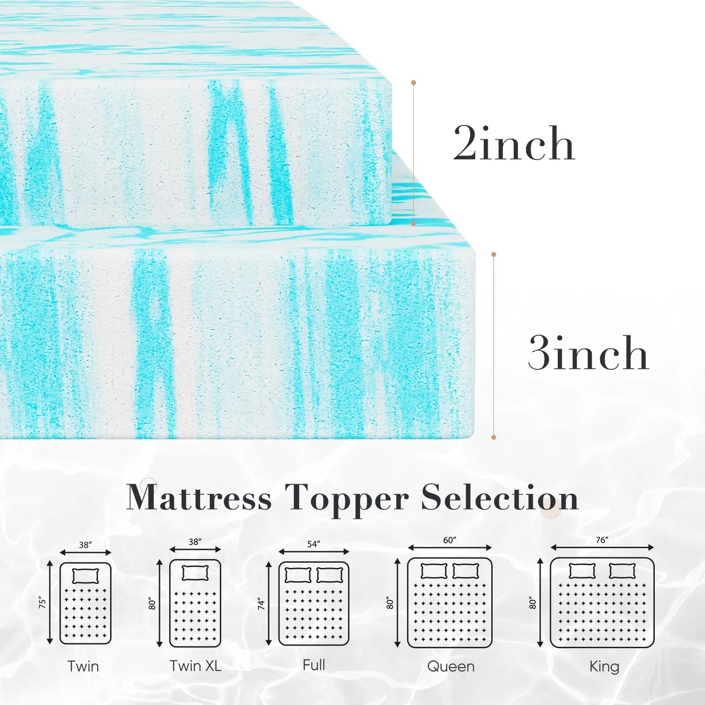 2-3 Inch Gel Memory Foam Mattress Topper