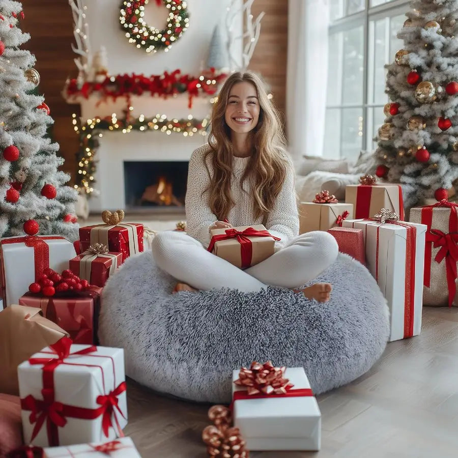 Faux Fur Fluffy Floor Pillows (BEIGE)