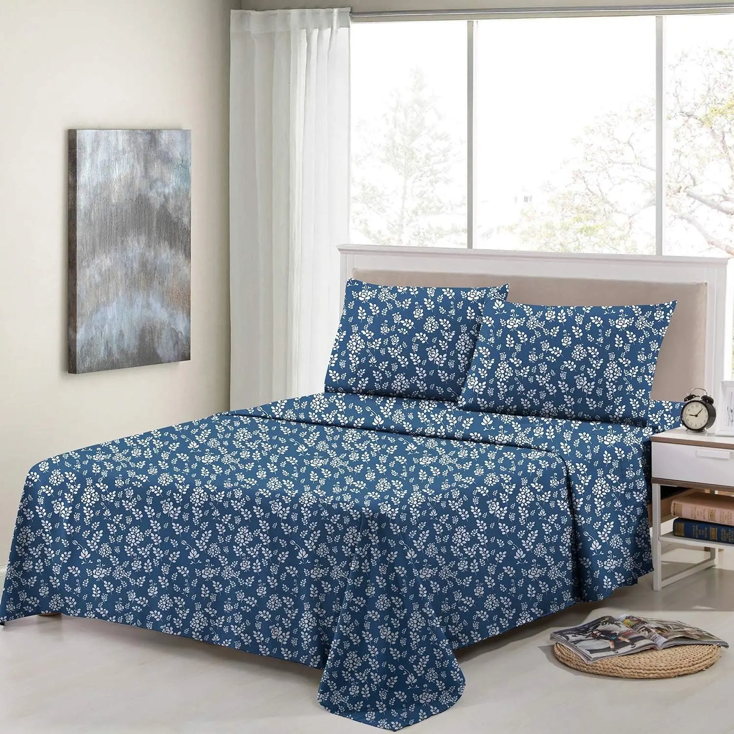 LUX Décor 3-Piece Floral Microfiber Sheet Set
