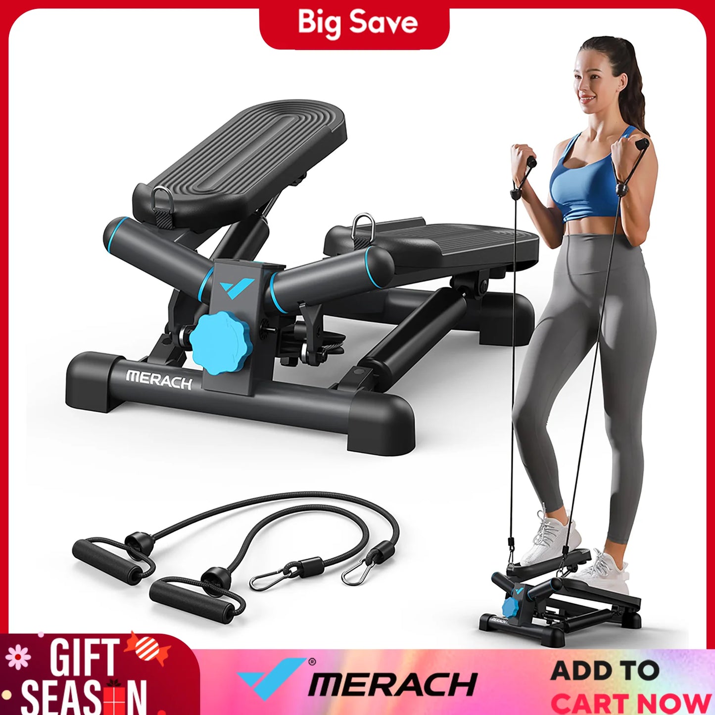 Stepper Exercise Equipment With Resistance Band For Fitness