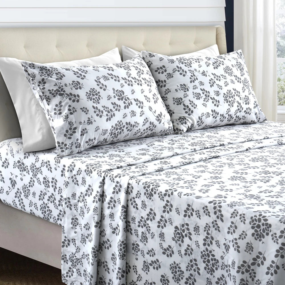 LUX Décor 3-Piece Floral Microfiber Sheet Set