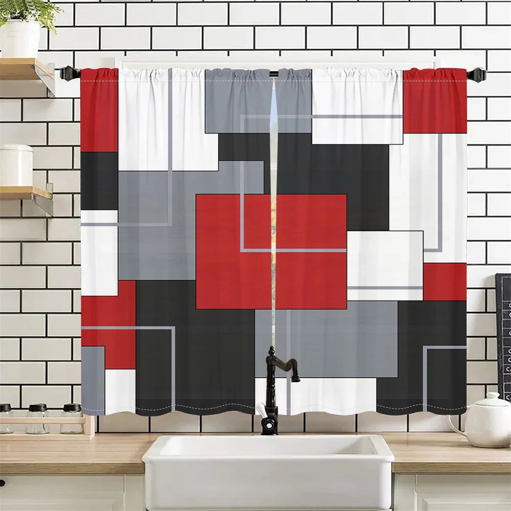 2Pcs Modern Geometric Abstract Art Style Curtain