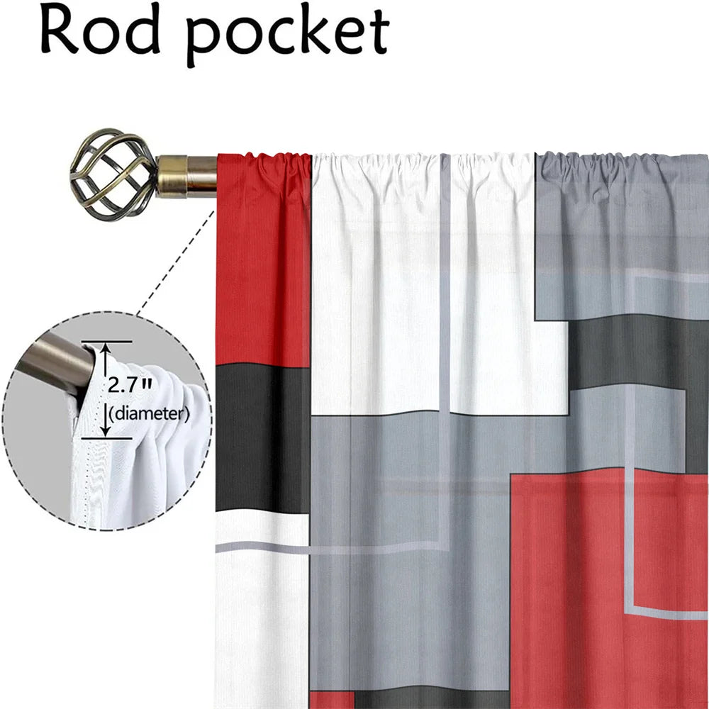 2Pcs Modern Geometric Abstract Art Style Curtain
