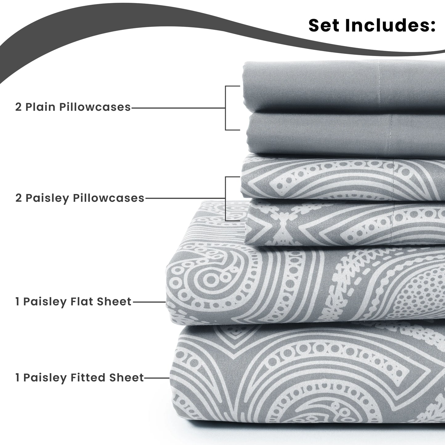 6Pc Paisley Luxurious Printed Bed Sheets