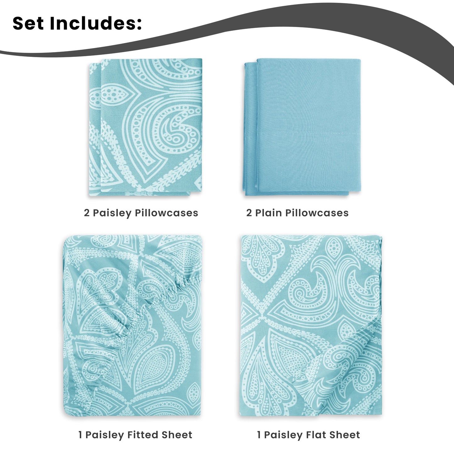 6Pc Paisley Luxurious Printed Bed Sheets