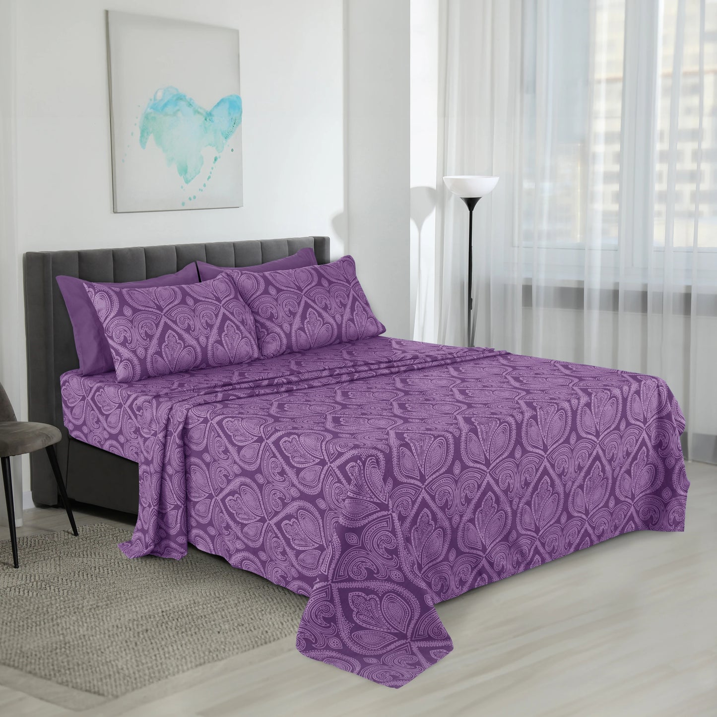 6Pc Paisley Luxurious Printed Bed Sheets