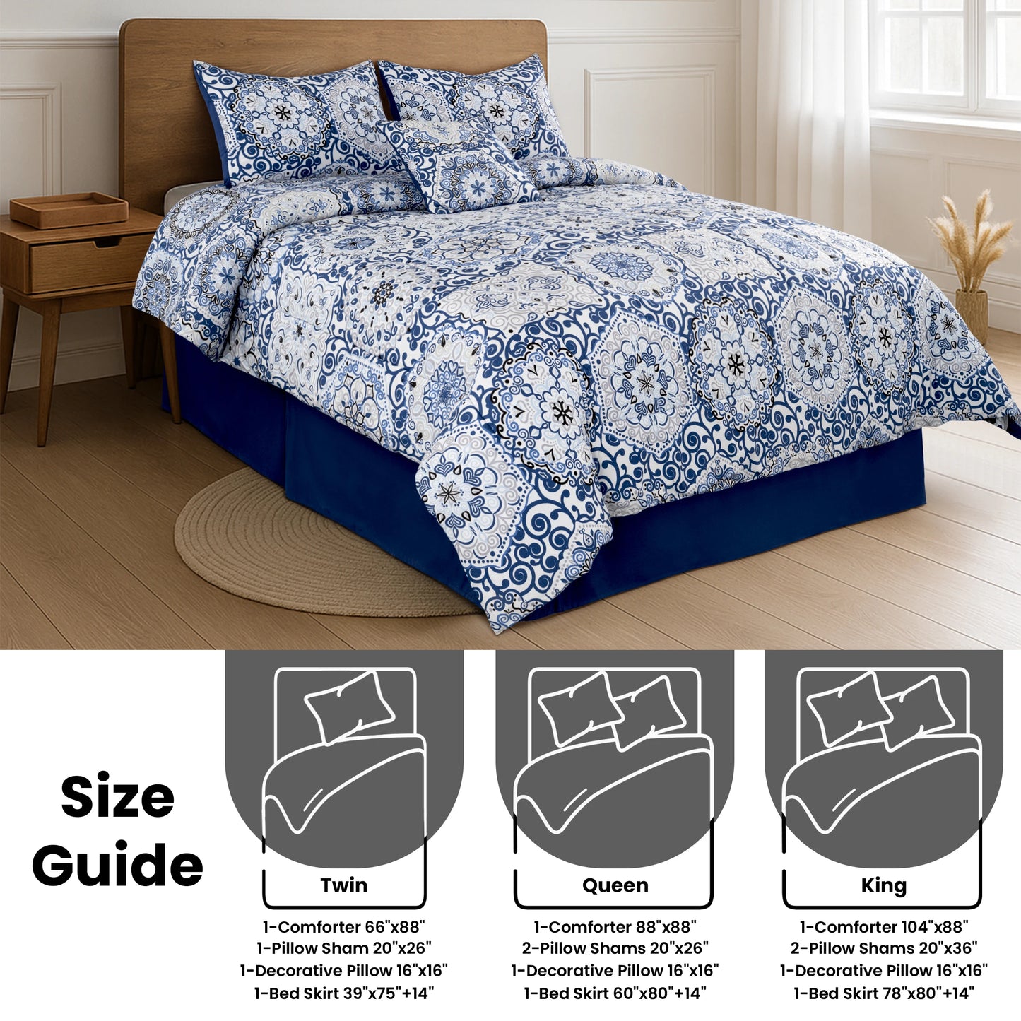 Lux Décor 5-Piece Reversible Comforter Set