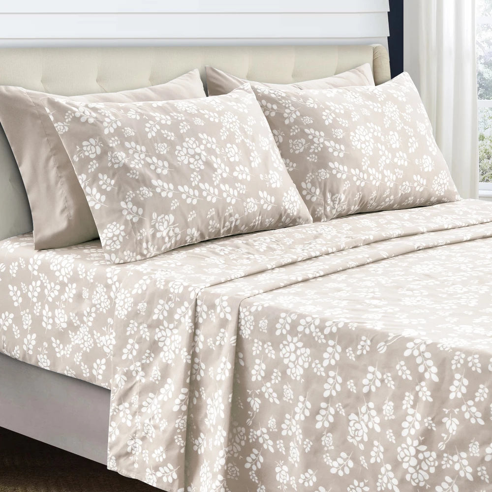 LUX Décor 3-Piece Floral Microfiber Sheet Set