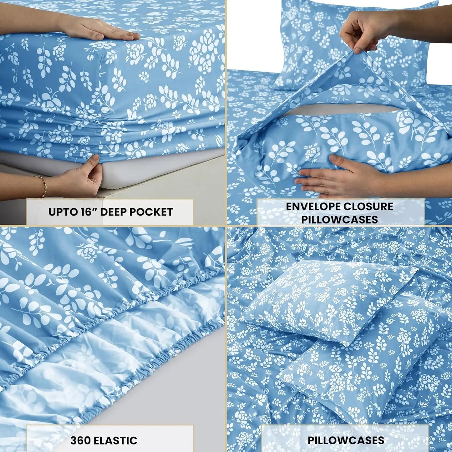 LUX Décor 3-Piece Floral Microfiber Sheet Set