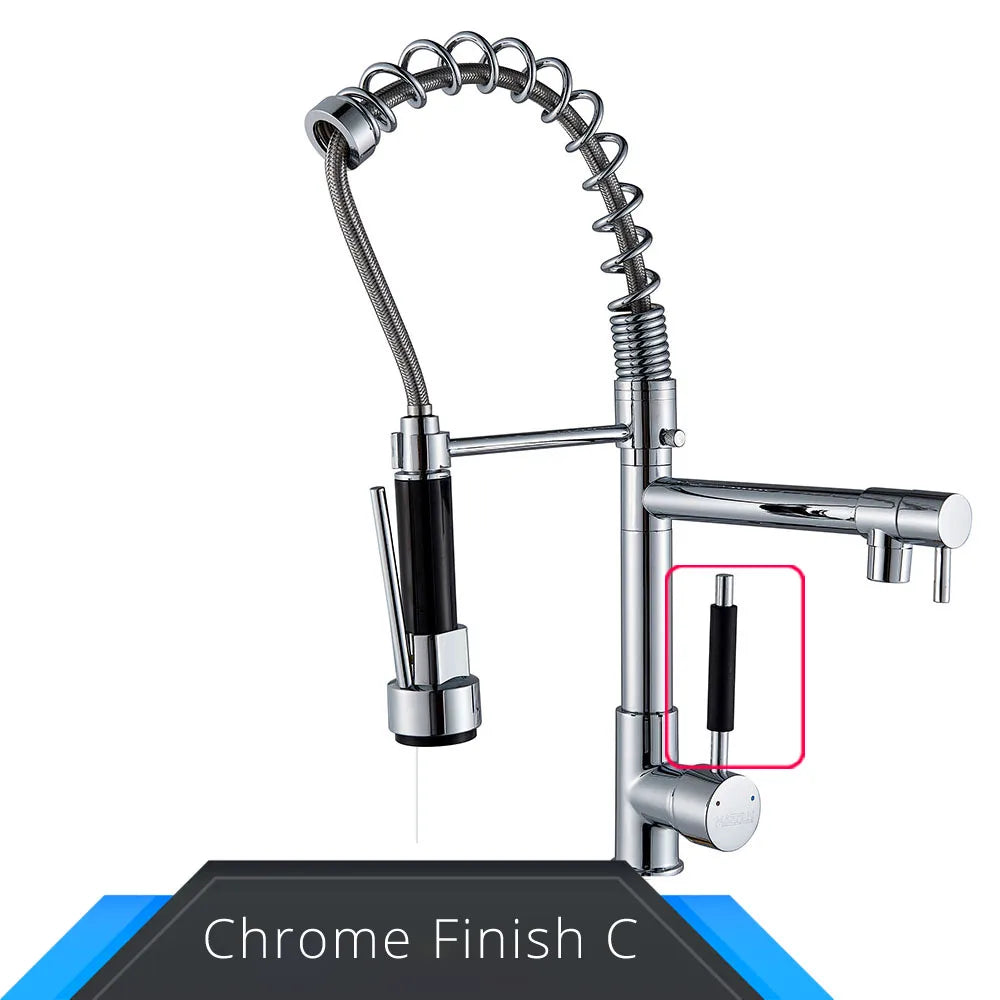 Black Spring Pull Down Kitchen Sink Faucet