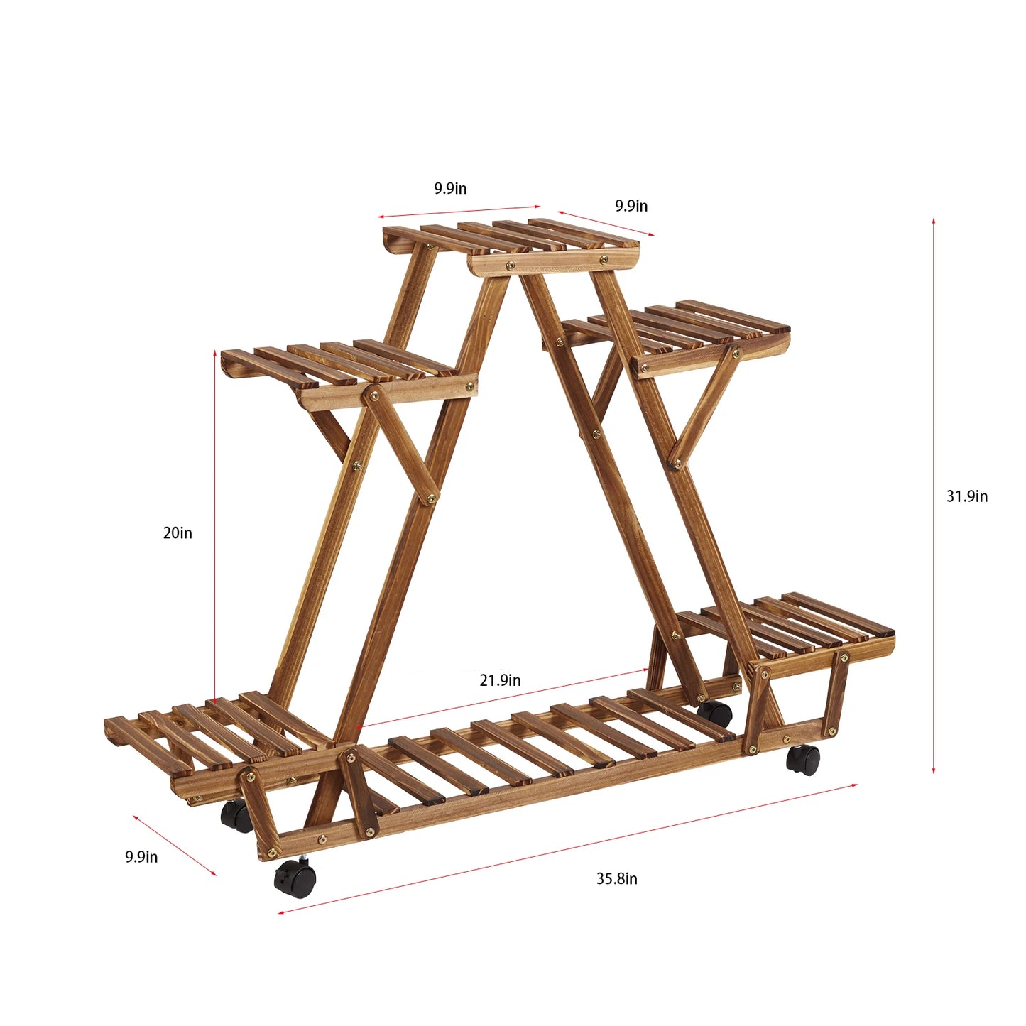 6-Potted Triangular Plant Shelf With Wheels