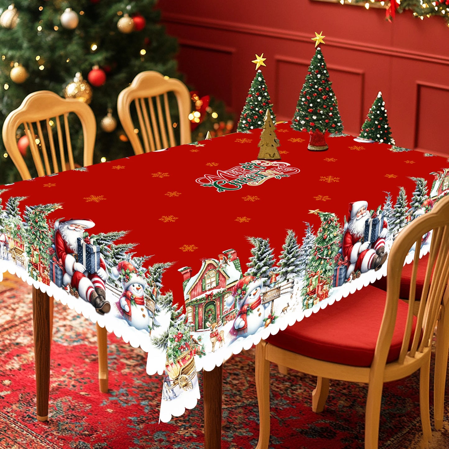Santa Claus Decoration Theme Tablecloth