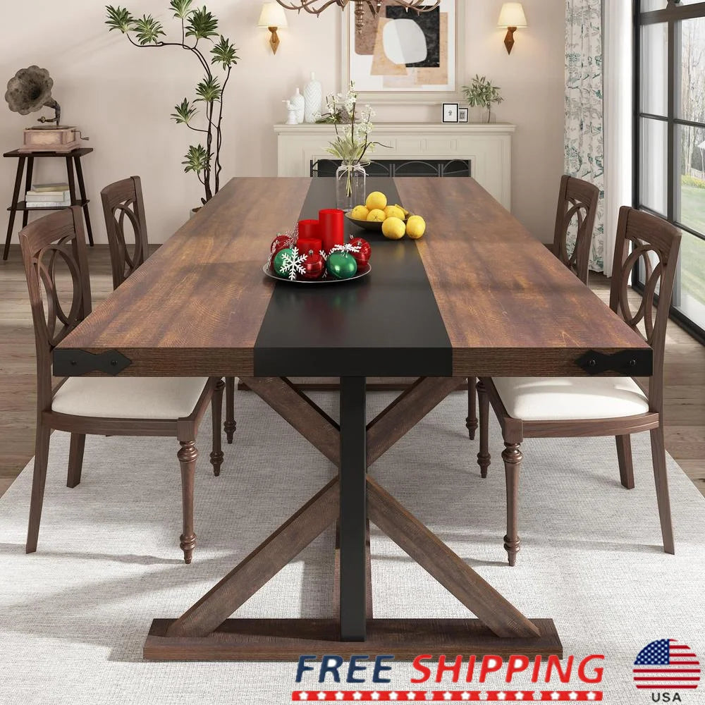 71" Large Brown Rustic Dining Table