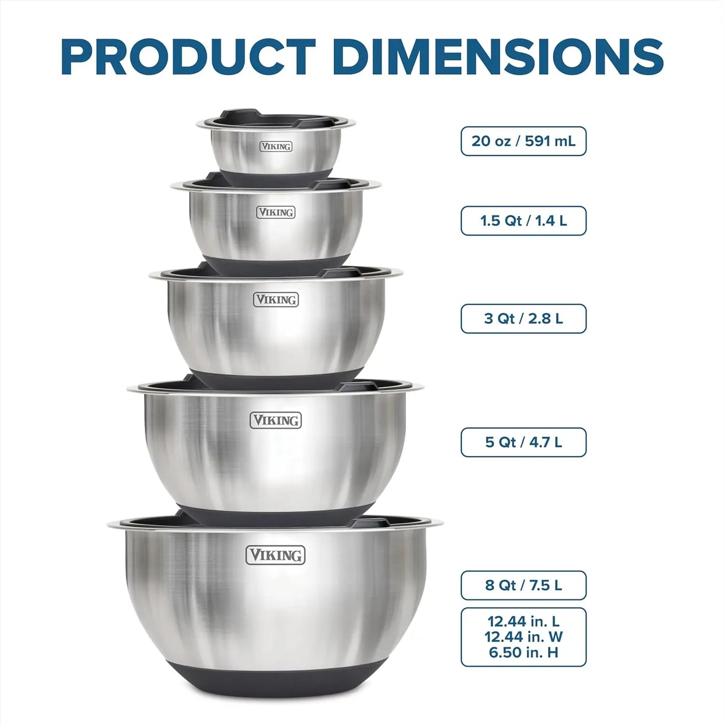 10-Piece Stainless Steel Mixing Bowls Set with Lids