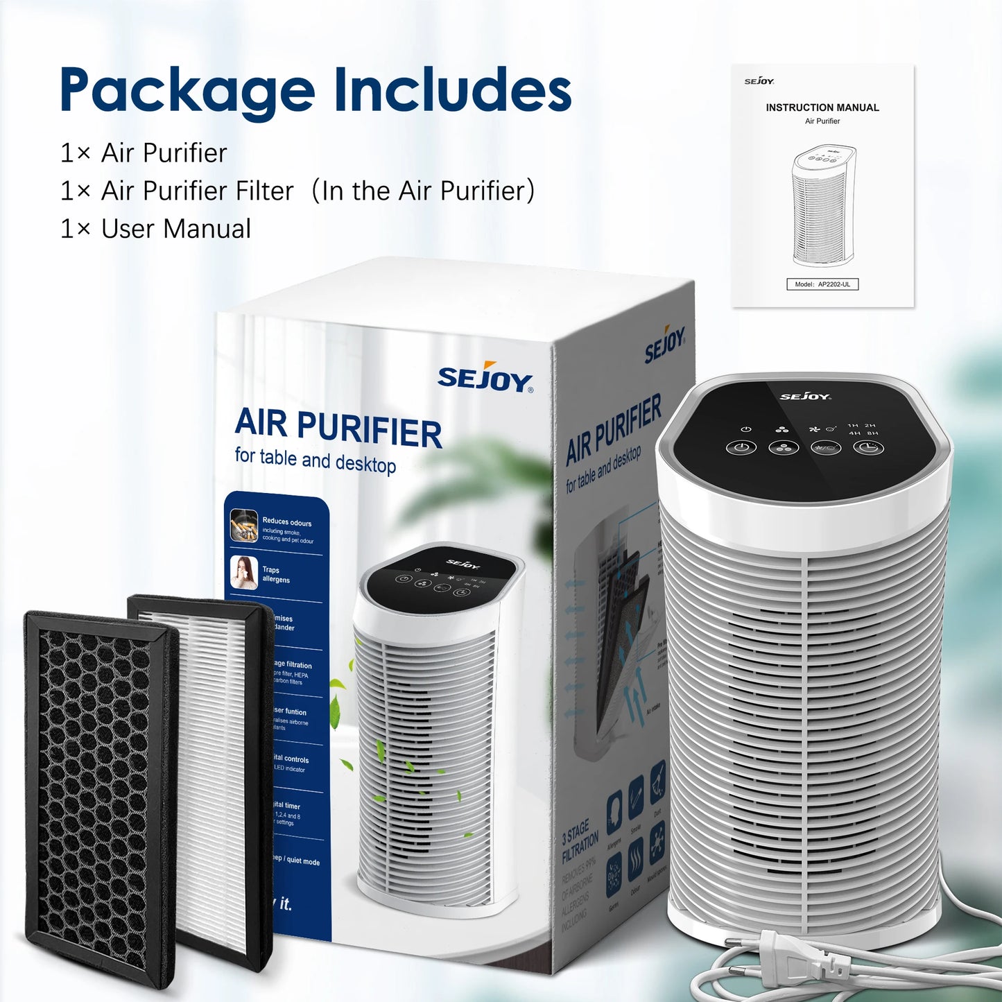 Air Purifier, Quiet, Smoke-Odor, Allergies
