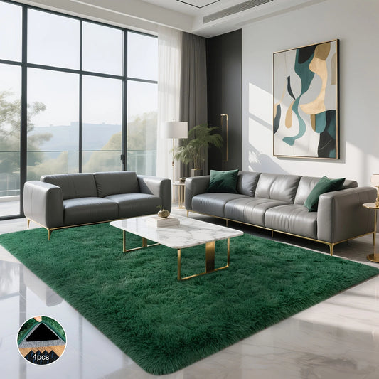 Luxury Plush Dark Green Soft Shaggy Rug