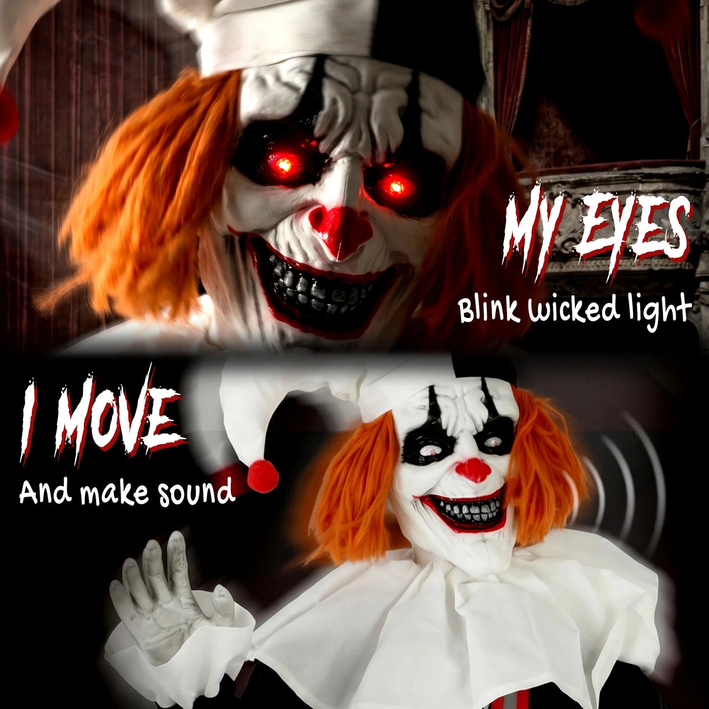 Light Up Eyes Large Animated Clown