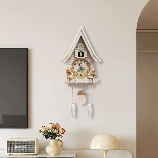 White Cuckoo Wall Clock Antique Style