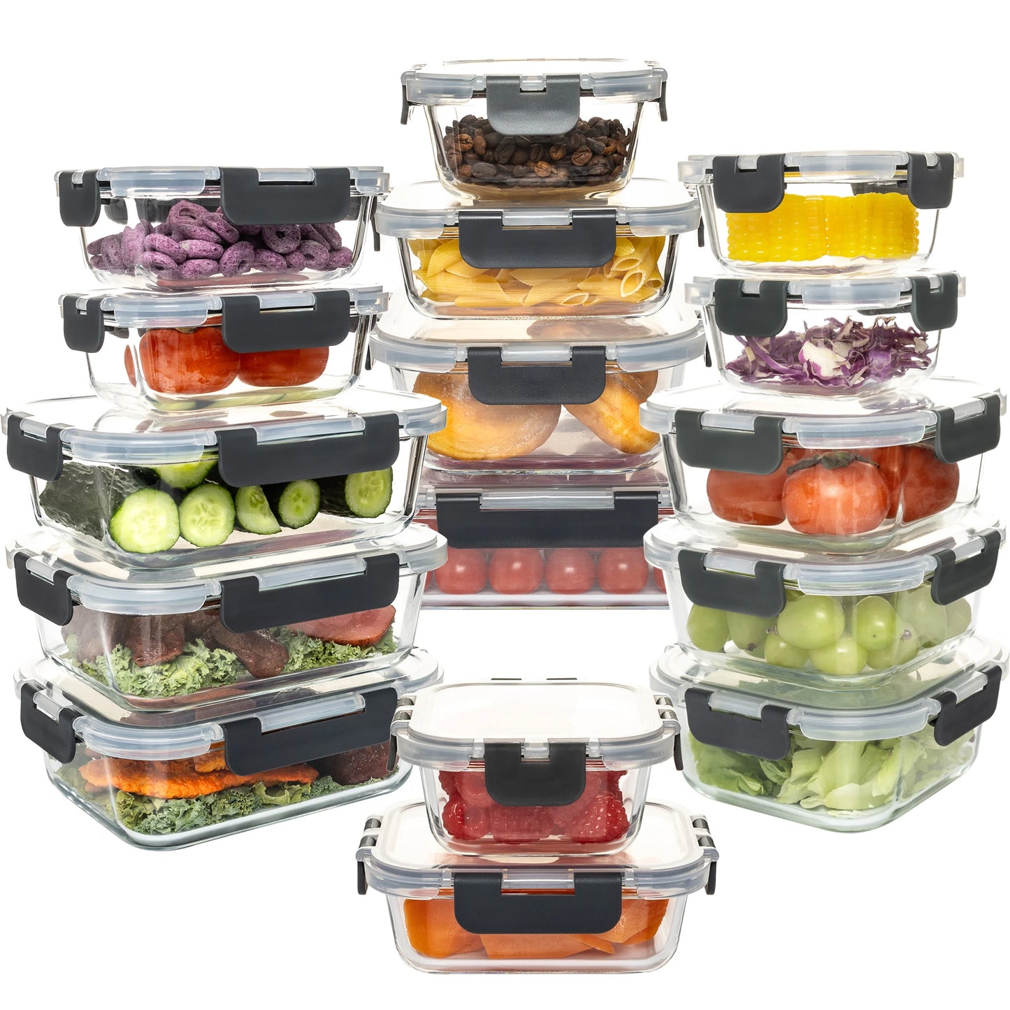 Glass Food Storage Containers Set, Leakproof Airtight