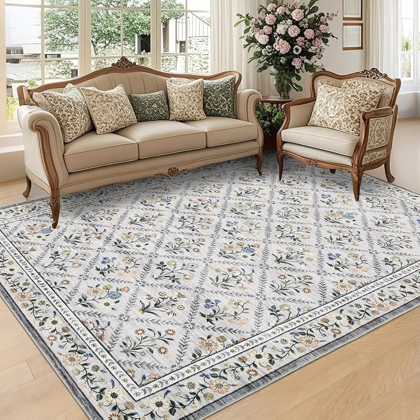 Soft Low-Pile Vintage Floor Rug