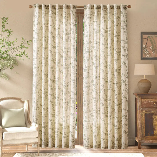 JINCHAN 2 Flower Patterned Drapes