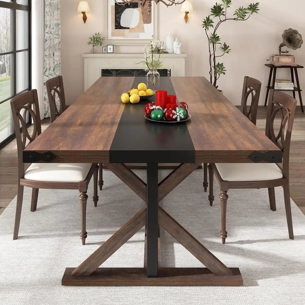 71" Large Brown Rustic Dining Table