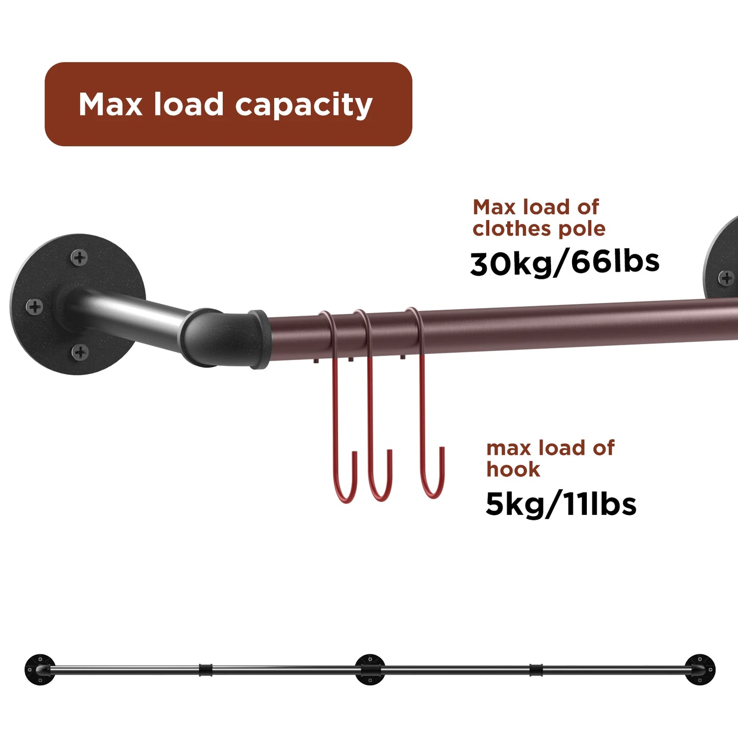 Wall Mounted Garment Hanging Rod