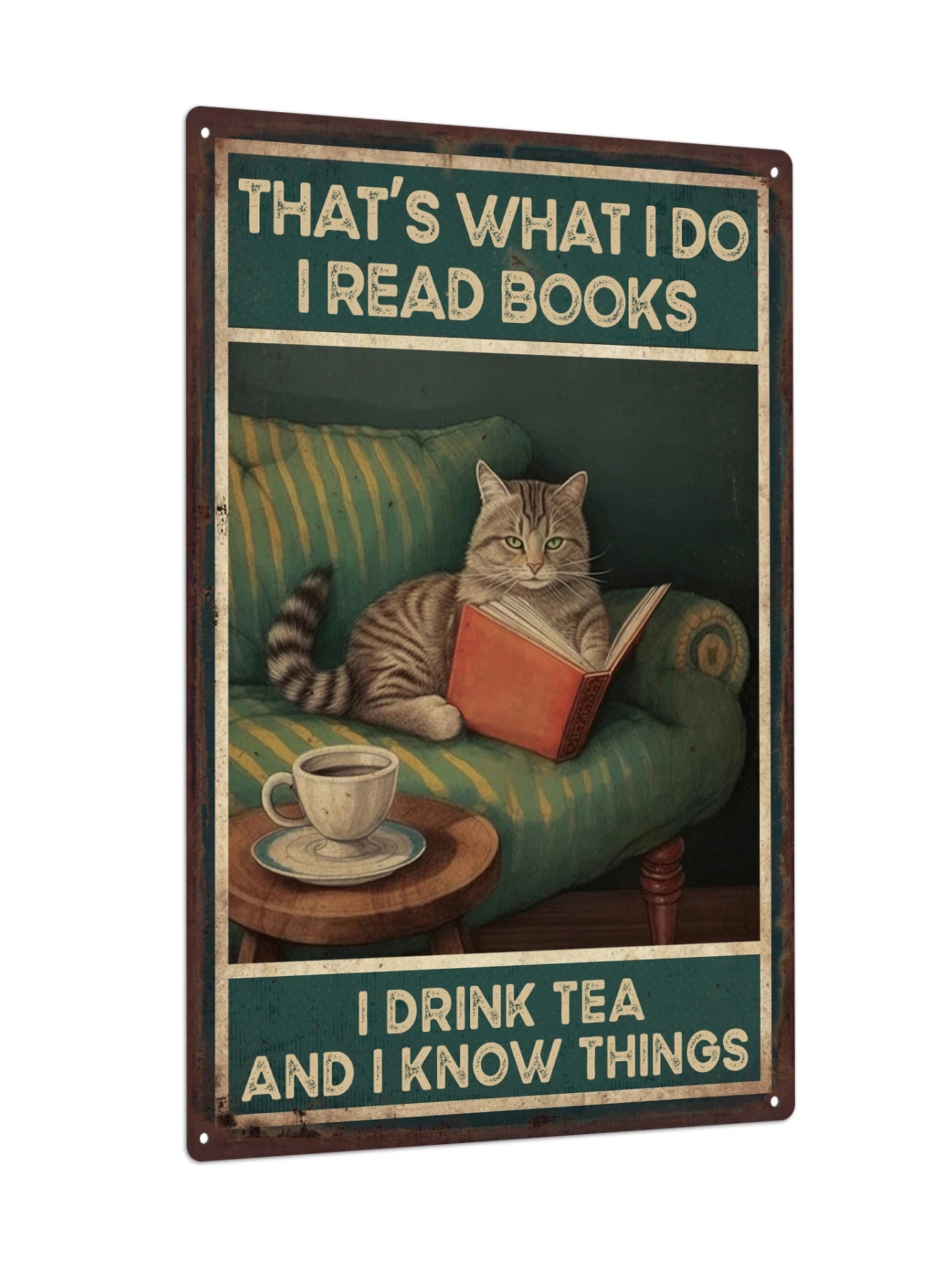 Cat Metal Plaque, Retro Wall Decor