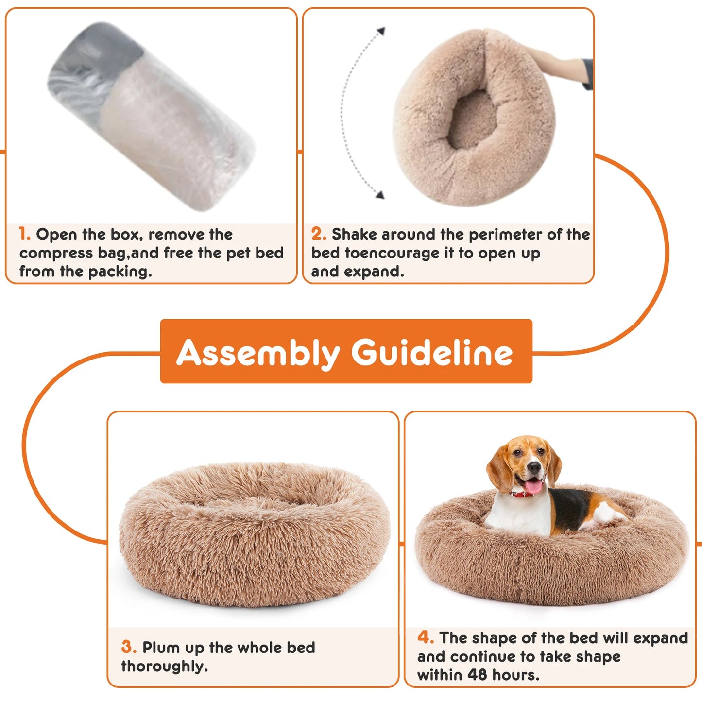 Round Plush Calming Bed For Pets