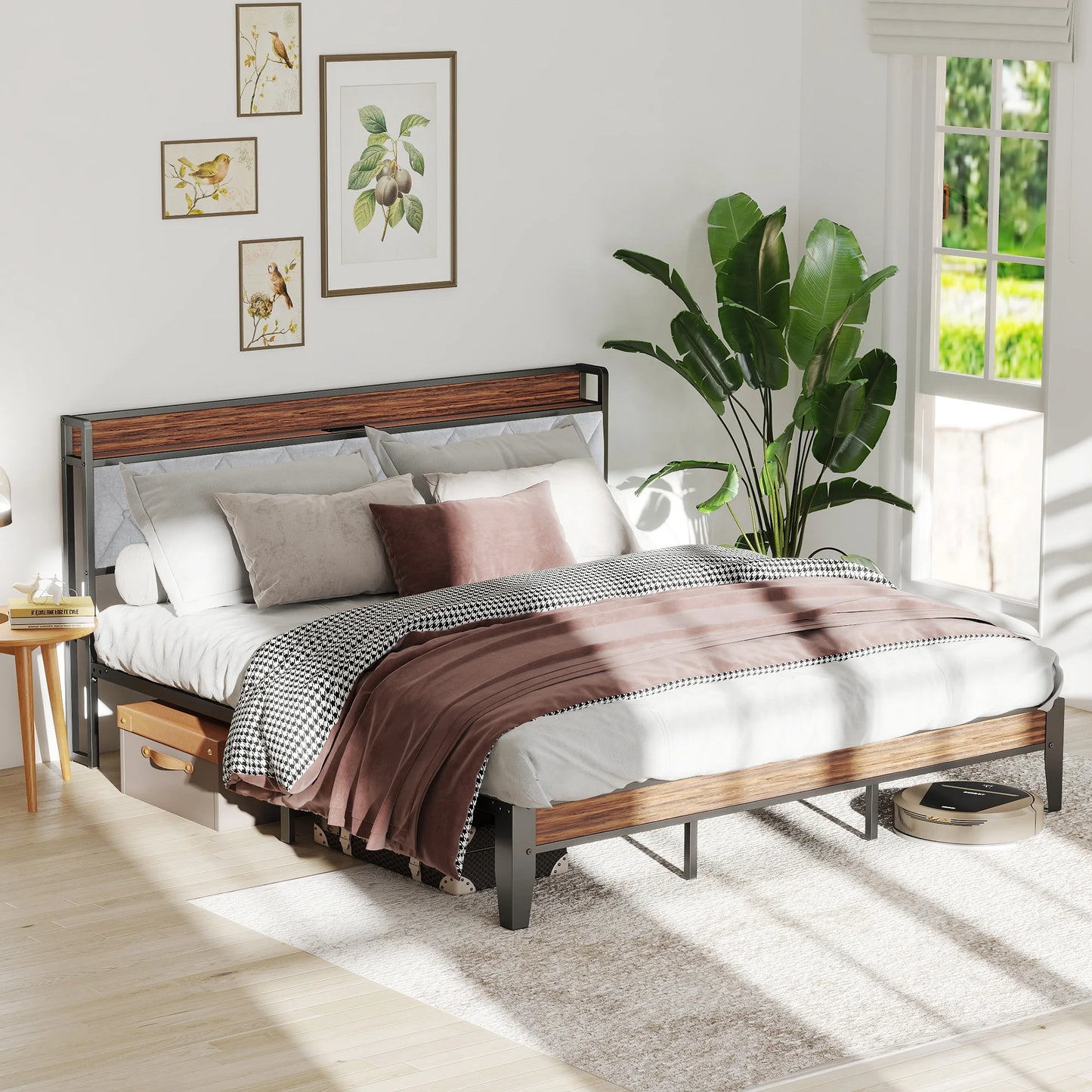 Upholstered Bed Frame with Storage