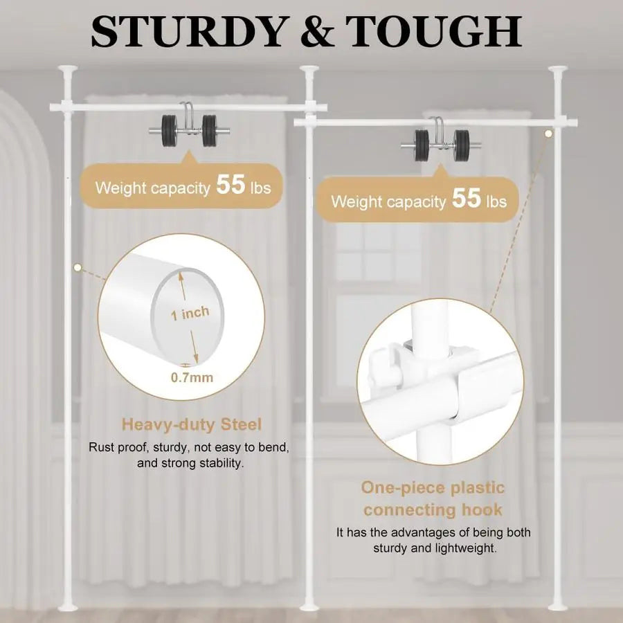 Non-Damaging Adjustable Room Divider Curtain Rod