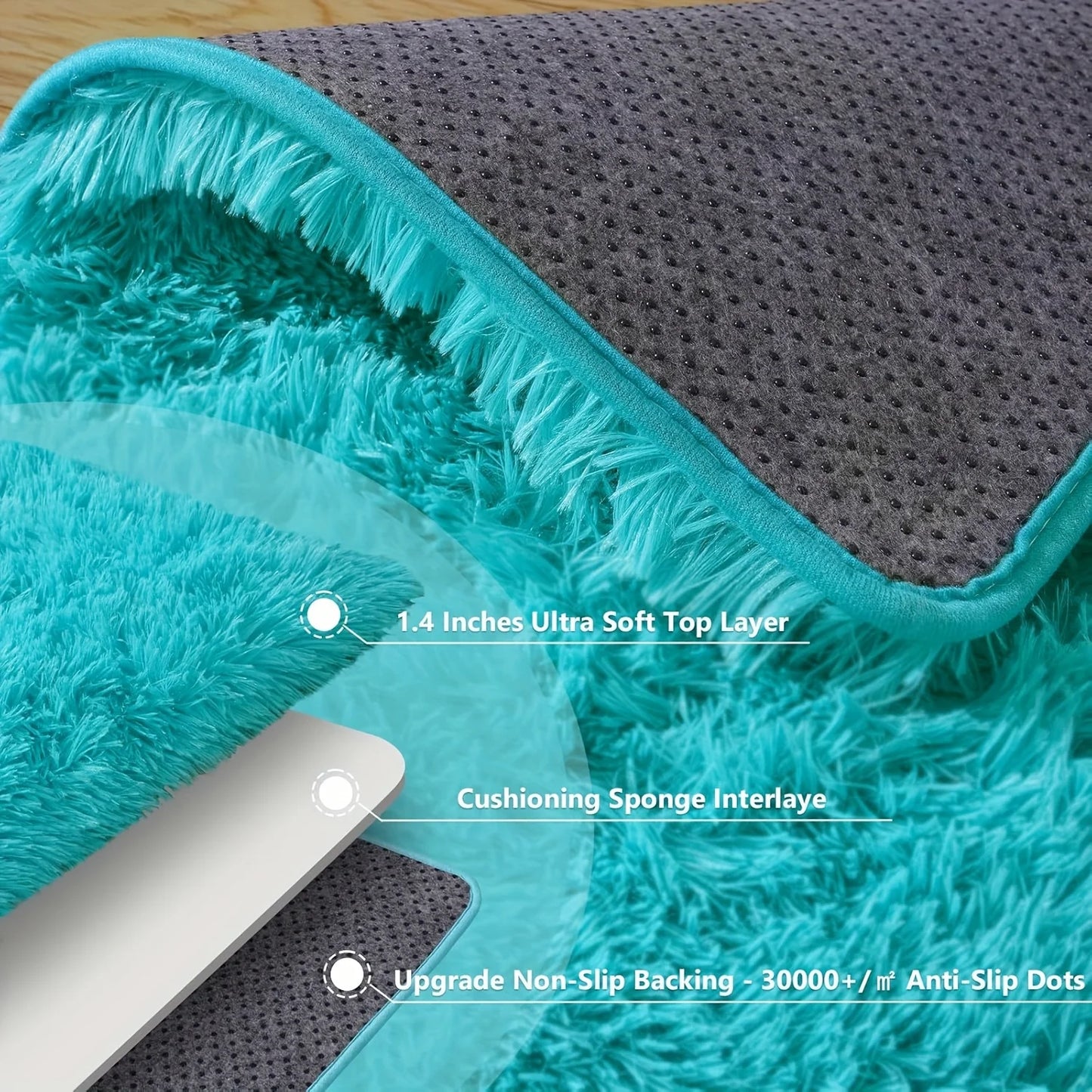 Blue Soft Shaggy Luxury Plush Carpet